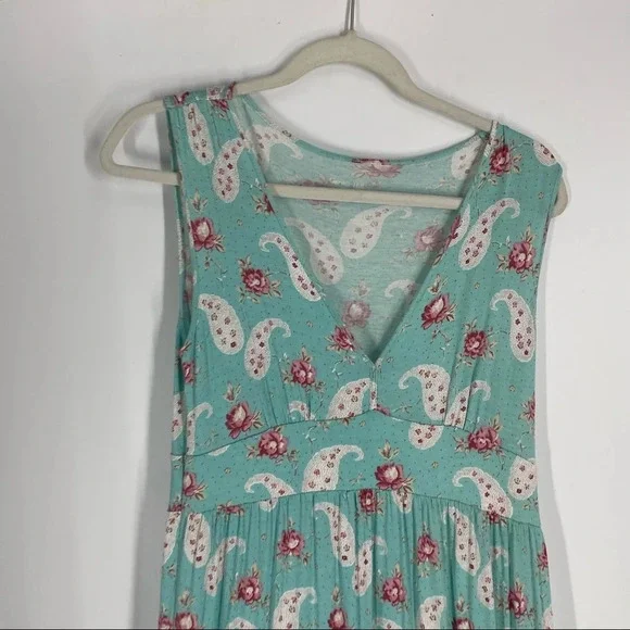 Garnet Hill soft flowy mint green maxi with paisley XS - Picture 4 of 4